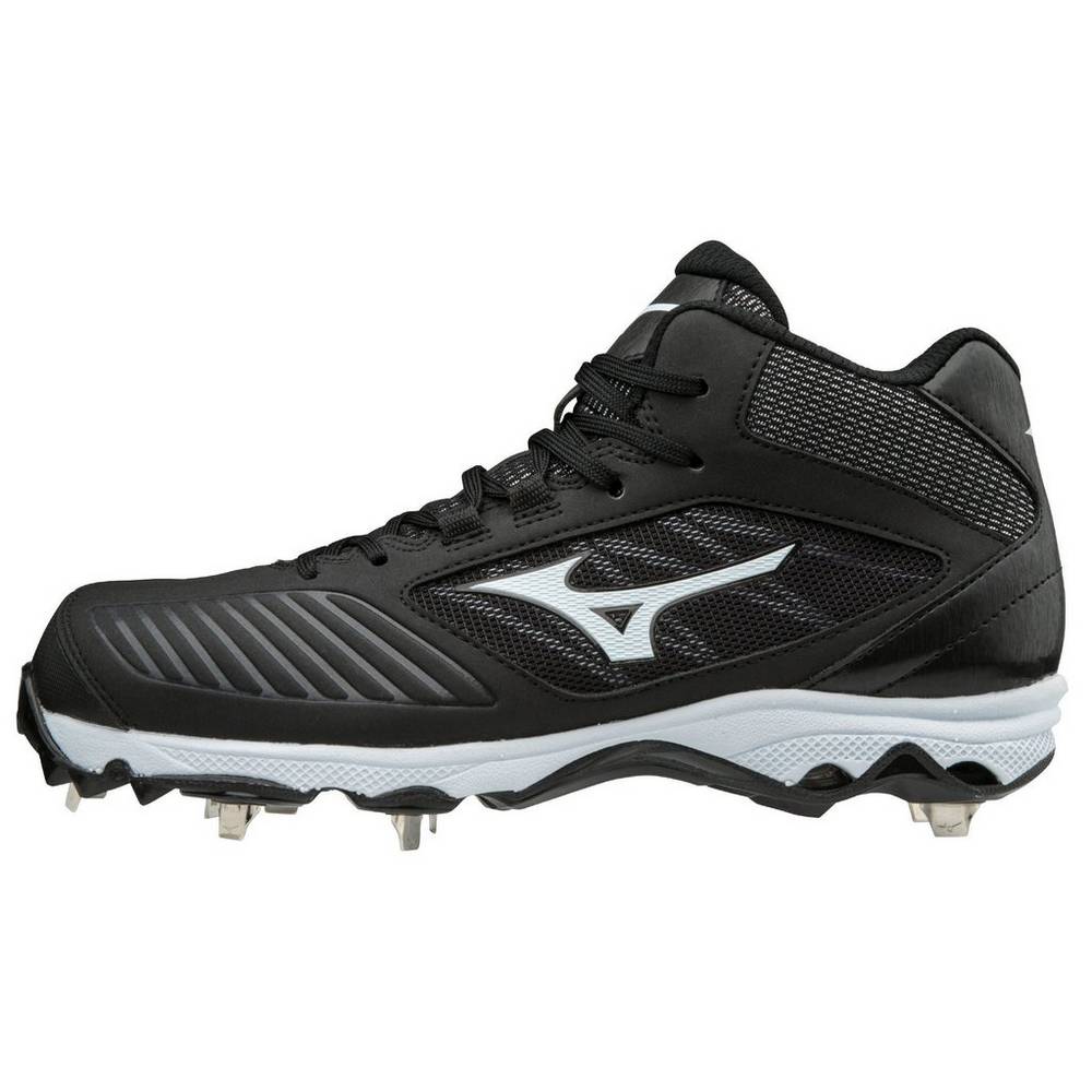 Mizuno 9-Spike Advanced Sweep 4 Mid Cut Metal Női Softball Cipő Fekete/Fehér HSP439072